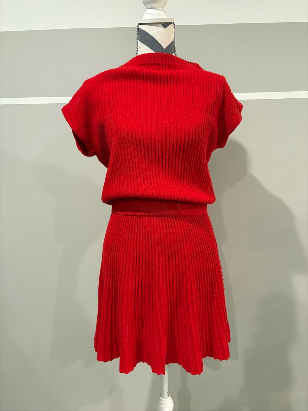 Anthropologie Maeve Ruth Ribbed Mini Sweater Red Knit Dress - Picture 3 of 8